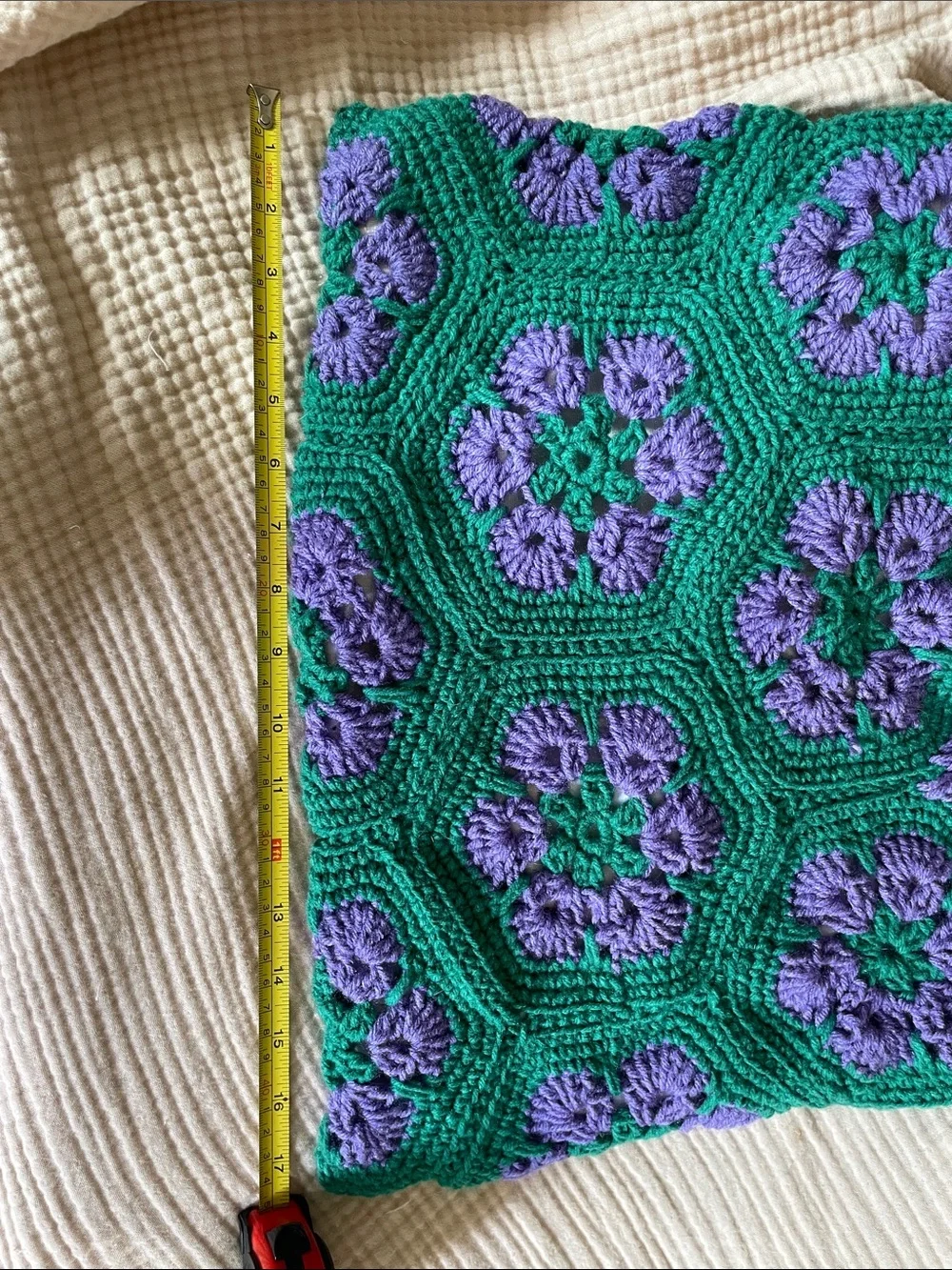 Handmade Purple Crocheted Crossbody Bag with Pink Elephant Lining - Picture 4 of 6